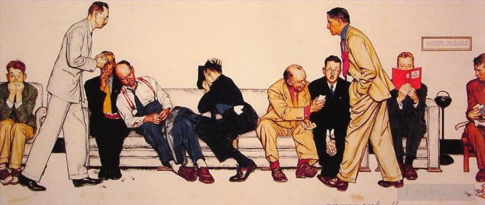 诺曼·珀西瓦尔·洛克威尔 当代各类绘画作品 -  《产房候诊室,1946》