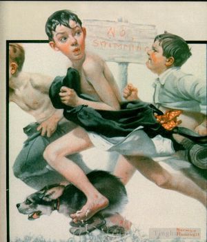 诺曼·珀西瓦尔·洛克威尔的当代艺术作品《禁止游泳》