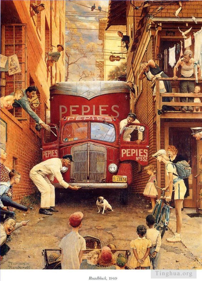 诺曼·珀西瓦尔·洛克威尔 当代各类绘画作品 -  《路障》