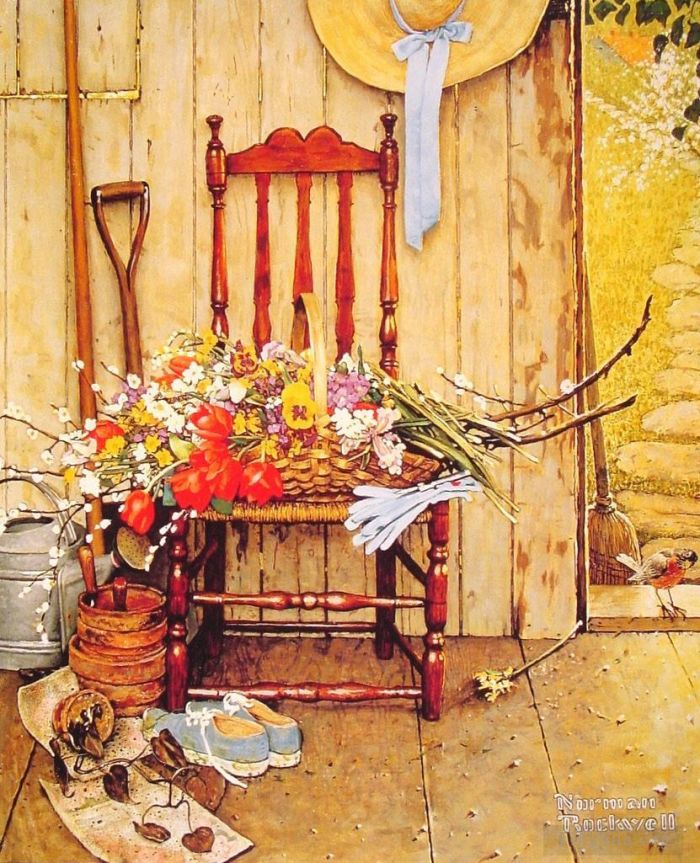 诺曼·珀西瓦尔·洛克威尔 当代各类绘画作品 -  《春天的花朵,1969》