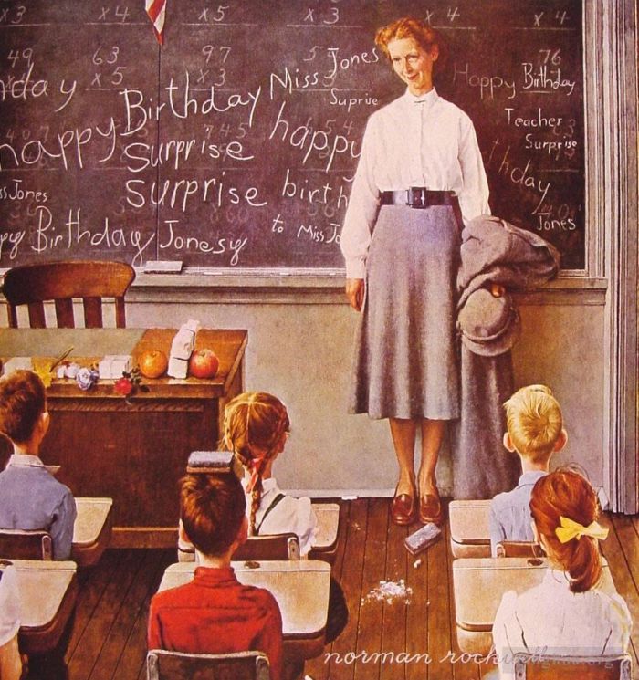 诺曼·珀西瓦尔·洛克威尔 当代各类绘画作品 -  《1956年教师生日》