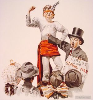 诺曼·珀西瓦尔·洛克威尔的当代艺术作品《马戏团叫卖者,1916》