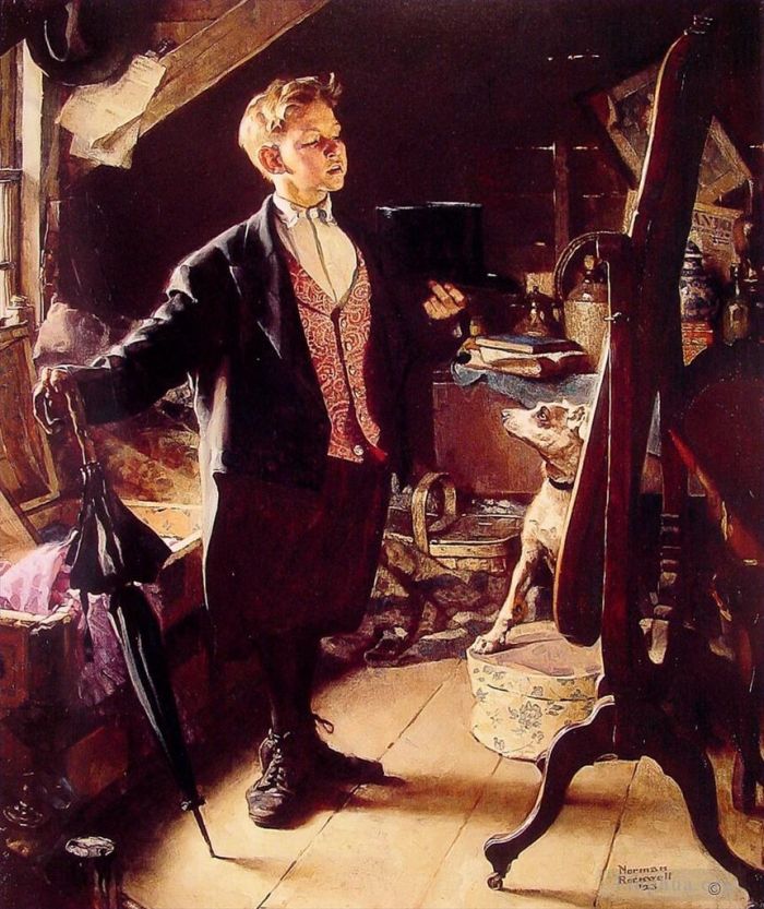 诺曼·珀西瓦尔·洛克威尔 当代各类绘画作品 -  《高顶礼帽和燕尾服,1923》