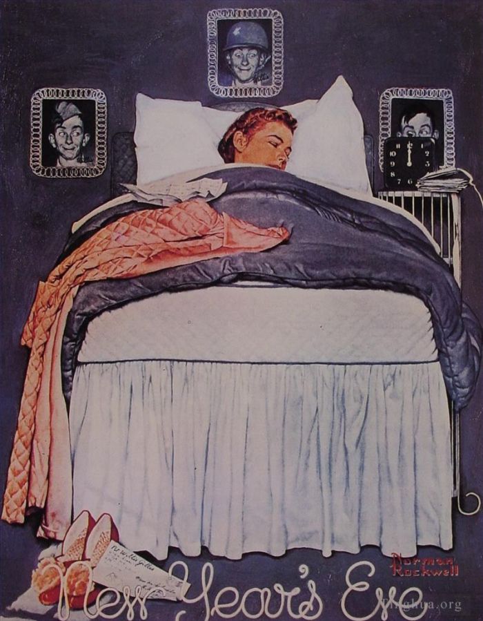 诺曼·珀西瓦尔·洛克威尔 当代各类绘画作品 -  《威利·吉利斯,1944,年除夕夜》