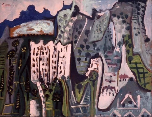 巴勃罗·毕加索 当代油画作品 -  《穆然风景,1965》