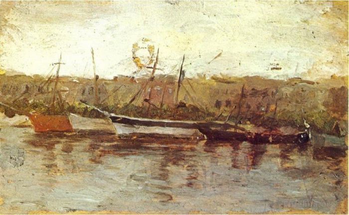 巴勃罗·毕加索 当代油画作品 -  《阿利坎特,vu,du,船,1895》