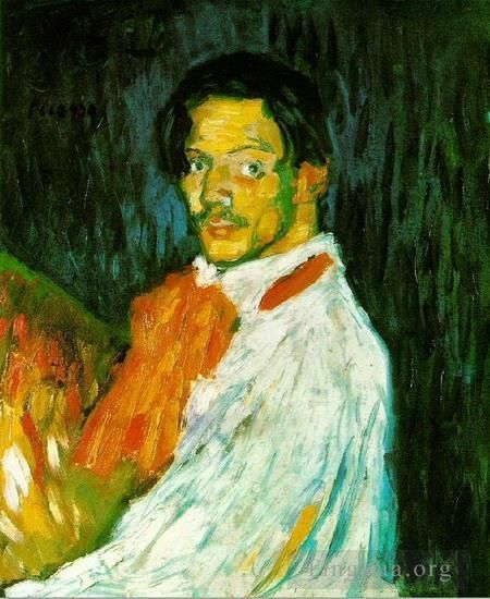 巴勃罗·毕加索 当代油画作品 -  《毕加索自画像,1901》