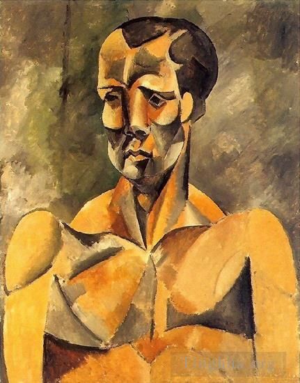 巴勃罗·毕加索 当代油画作品 -  《男士胸围,L,运动员,1909》