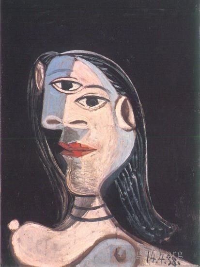 巴勃罗·毕加索 当代油画作品 -  《多拉·玛尔,(Dora,Maar),的女性胸围,1938》