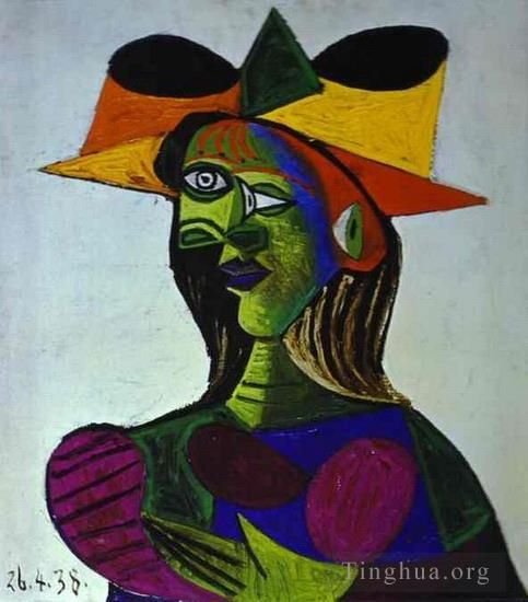 巴勃罗·毕加索 当代油画作品 -  《多拉·玛尔,2,号,1938,年女性胸围》