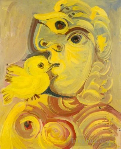 巴勃罗·毕加索 当代油画作品 -  《女人的胸围,1971》
