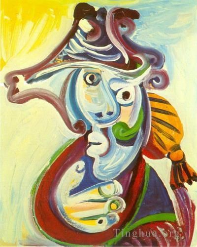 巴勃罗·毕加索 当代油画作品 -  《斗牛士半身像,1971》