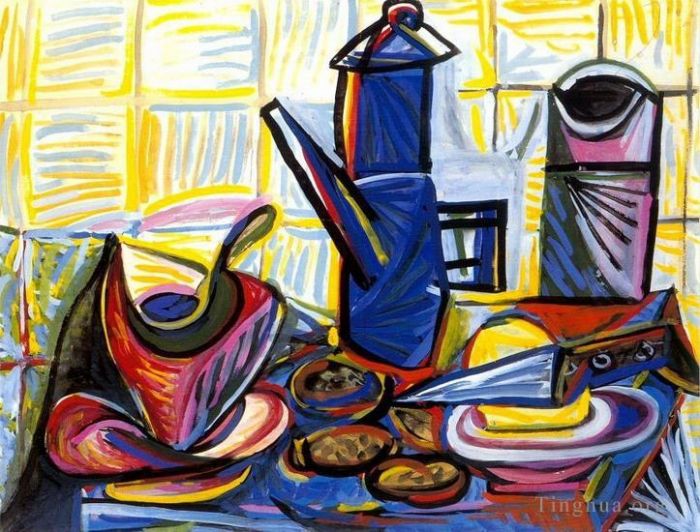 巴勃罗·毕加索 当代油画作品 -  《咖啡厅,1943》