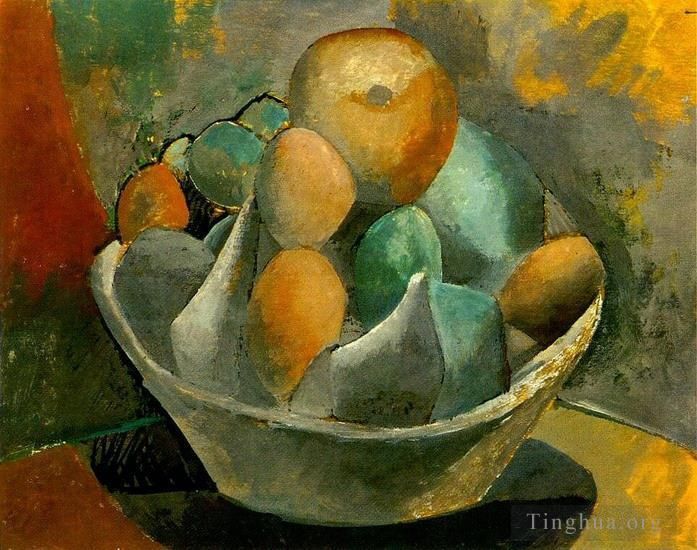 巴勃罗·毕加索 当代油画作品 -  《康波提尔与水果,1908》