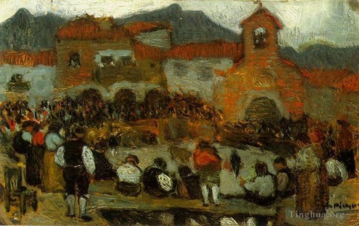 巴勃罗·毕加索 当代油画作品 -  《金牛课程,3,1901》