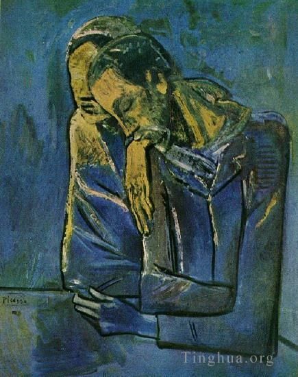 巴勃罗·毕加索 当代油画作品 -  《双人人物,1904》