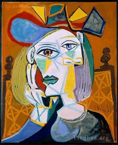 巴勃罗·毕加索 当代油画作品 -  《开头的女人,1939》