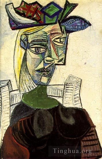 巴勃罗·毕加索 当代油画作品 -  《开头部分的女人,3,1939》