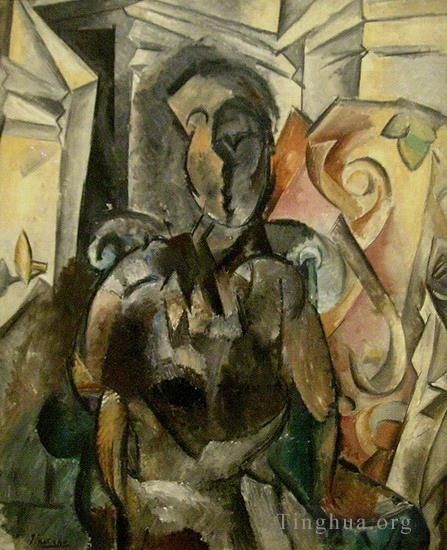 巴勃罗·毕加索 当代油画作品 -  《女人的屁股,dans,un,fauteuil,2,1909》
