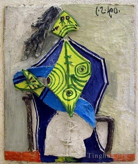 巴勃罗·毕加索 当代油画作品 -  《女人的屁股,dans,un,fauteuil,4,1940》