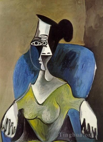 巴勃罗·毕加索 当代油画作品 -  《蓝色的女人,1962,2》