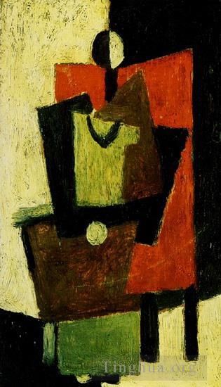 巴勃罗·毕加索 当代油画作品 -  《红色的女人,1918》