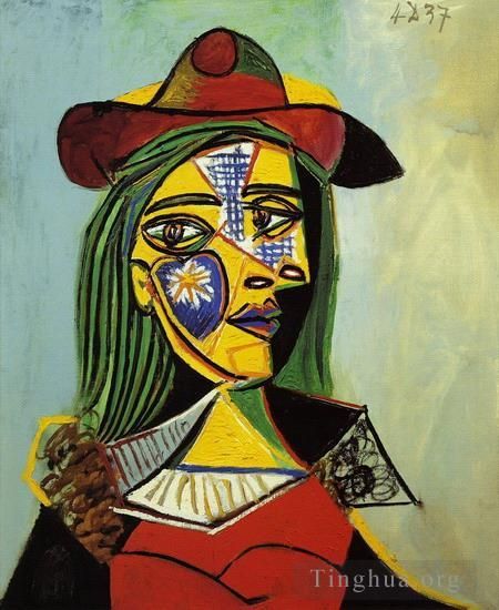 巴勃罗·毕加索 当代油画作品 -  《开头的女人和四角的女人,1937》