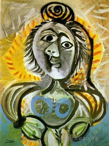 巴勃罗·毕加索 当代油画作品 -  《女人与女人,1970》