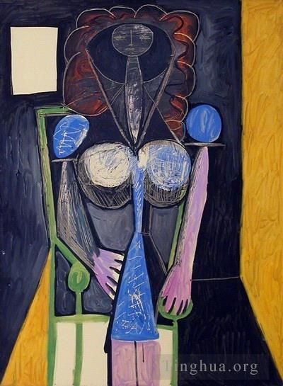 巴勃罗·毕加索 当代油画作品 -  《一个女人,1946》