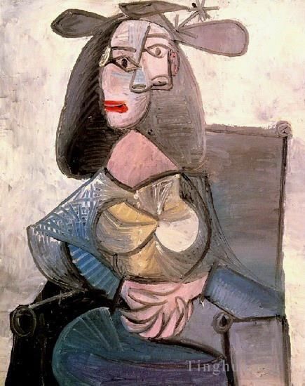 巴勃罗·毕加索 当代油画作品 -  《一个女人,1948》