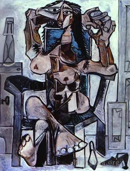 巴勃罗·毕加索 当代油画作品 -  《女性裸体,II,1959》