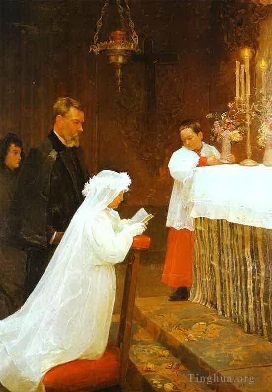 巴勃罗·毕加索 当代油画作品 -  《第一次圣餐,1896》