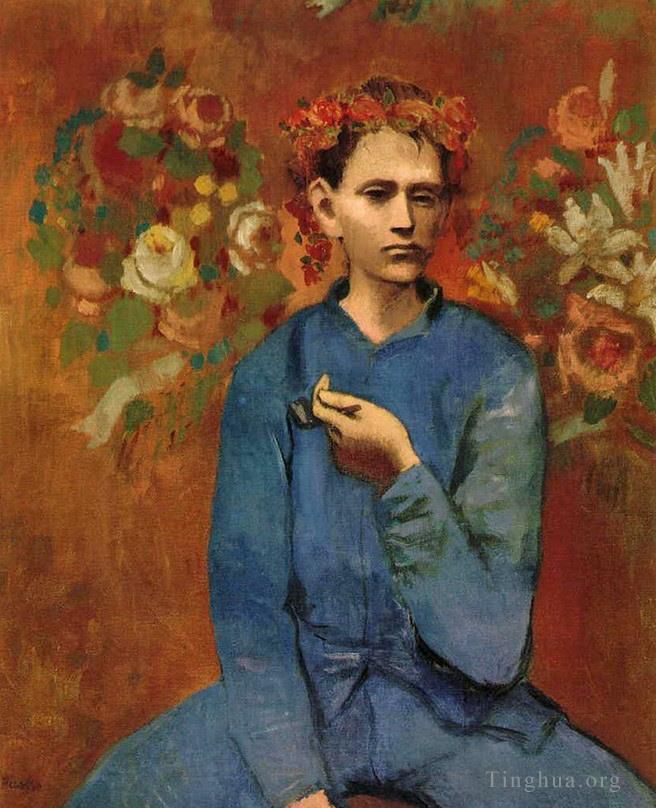 巴勃罗·毕加索 当代油画作品 -  《Garcon,烟斗,1905》