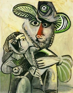 巴勃罗·毕加索的当代艺术作品《笛子与孩子的男人Paternit,1971》
