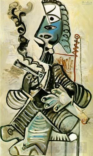 巴勃罗·毕加索 当代油画作品 -  《烟斗男士,1968,2》
