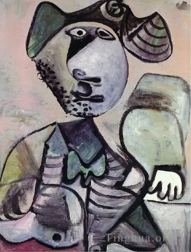 巴勃罗·毕加索 当代油画作品 -  《男士阿西斯·阿库德·穆斯克泰尔,1972》