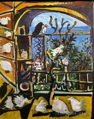 巴勃罗·毕加索的当代艺术作品《L,工作室,鸽子,I,1957》