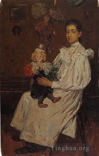 巴勃罗·毕加索 当代油画作品 -  《L,enfant,et,sa,poupe,1896》