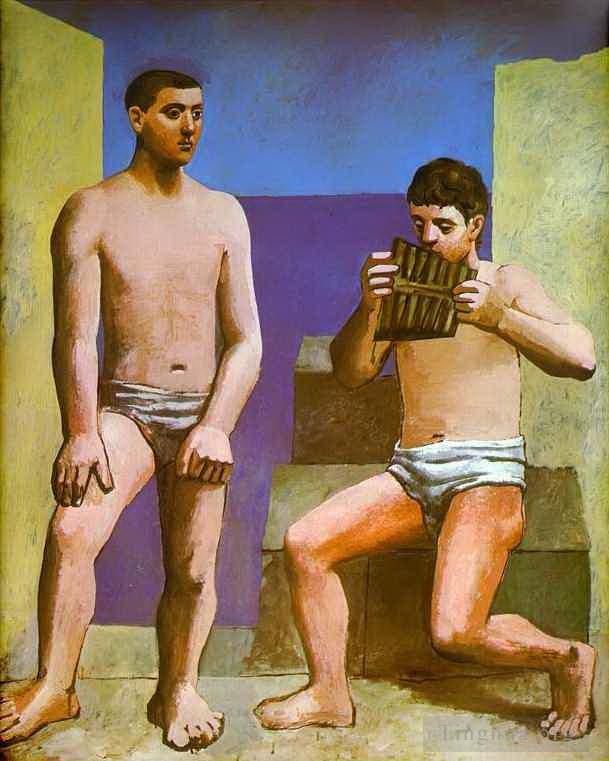 巴勃罗·毕加索 当代油画作品 -  《潘笛,1923》