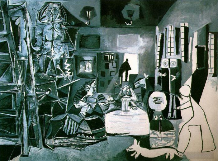 巴勃罗·毕加索 当代油画作品 -  《委拉斯凯兹之后的宫娥,1957》