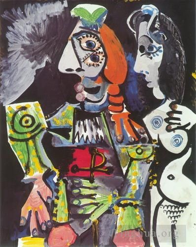 巴勃罗·毕加索 当代油画作品 -  《斗牛士与女性,1970》