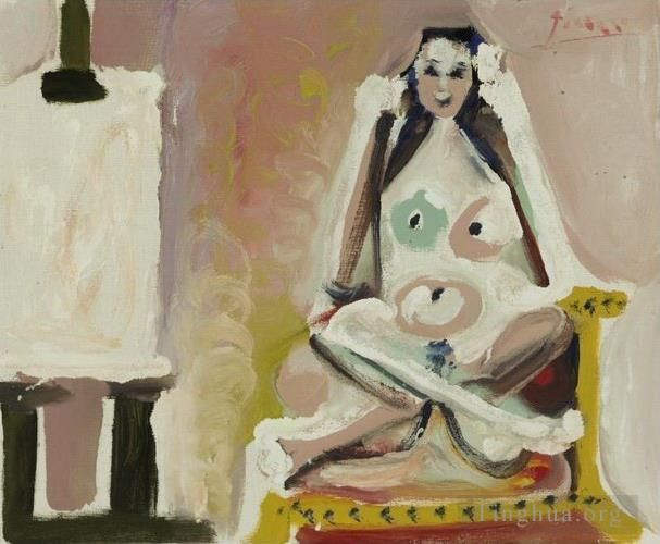 巴勃罗·毕加索 当代油画作品 -  《工作室模特,1965》