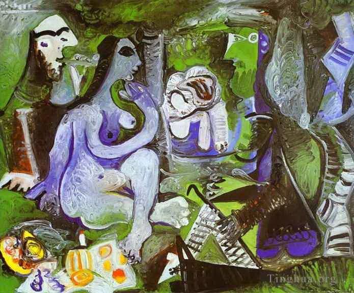 巴勃罗·毕加索 当代油画作品 -  《草地上的午餐（仿马奈）1961》