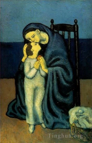 巴勃罗·毕加索 当代油画作品 -  《纯粹和孩子,1901》