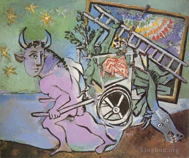 巴勃罗·毕加索 当代油画作品 -  《牛头怪泰兰特,1936,年》