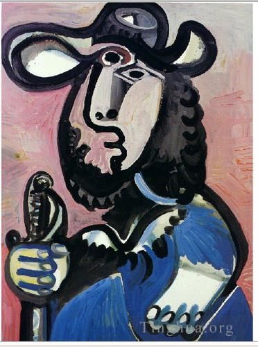 巴勃罗·毕加索 当代油画作品 -  《火枪手,1972》