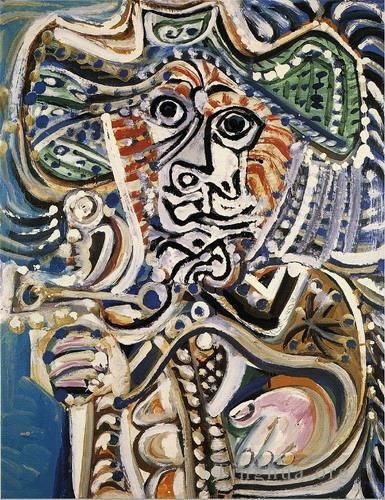 巴勃罗·毕加索 当代油画作品 -  《火枪手男士,1972》