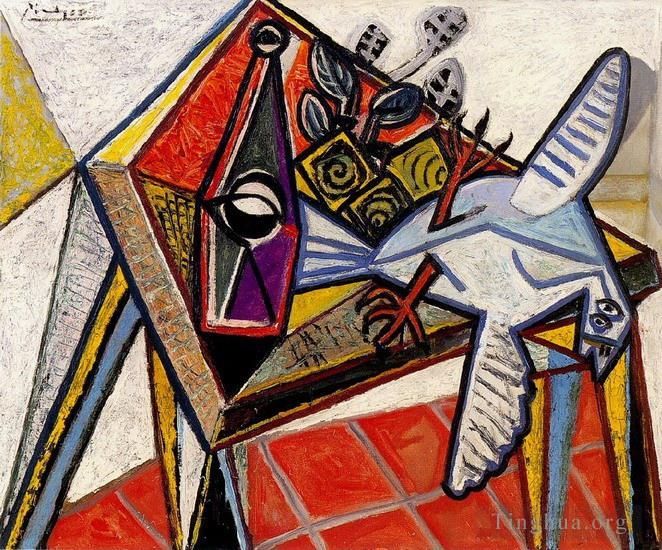 巴勃罗·毕加索 当代油画作品 -  《自然死亡鸽子,1941》