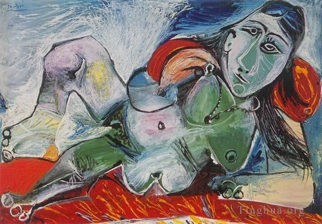 巴勃罗·毕加索 当代油画作品 -  《Nu,沙发,au,Collier,1968》