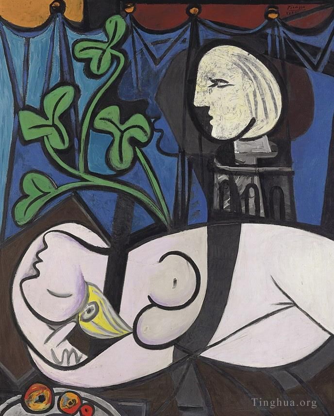 巴勃罗·毕加索 当代油画作品 -  《裸体绿叶和半身像,1932》